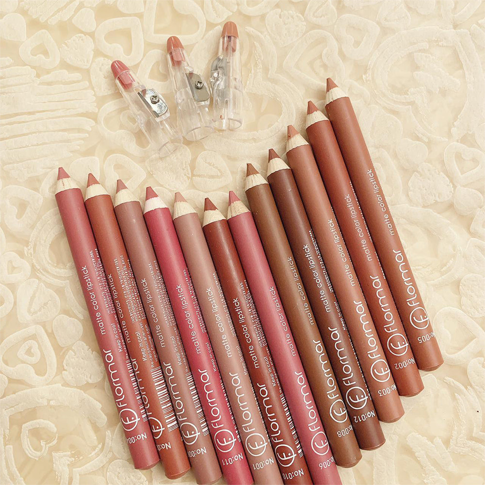 FLORMAR MATTE LIPSTICK PENCIL Pack Of 12pcs GB Cosmetics flormar-matte-lipstick-pencil-pack-of-12pcs-gb-cosmetics