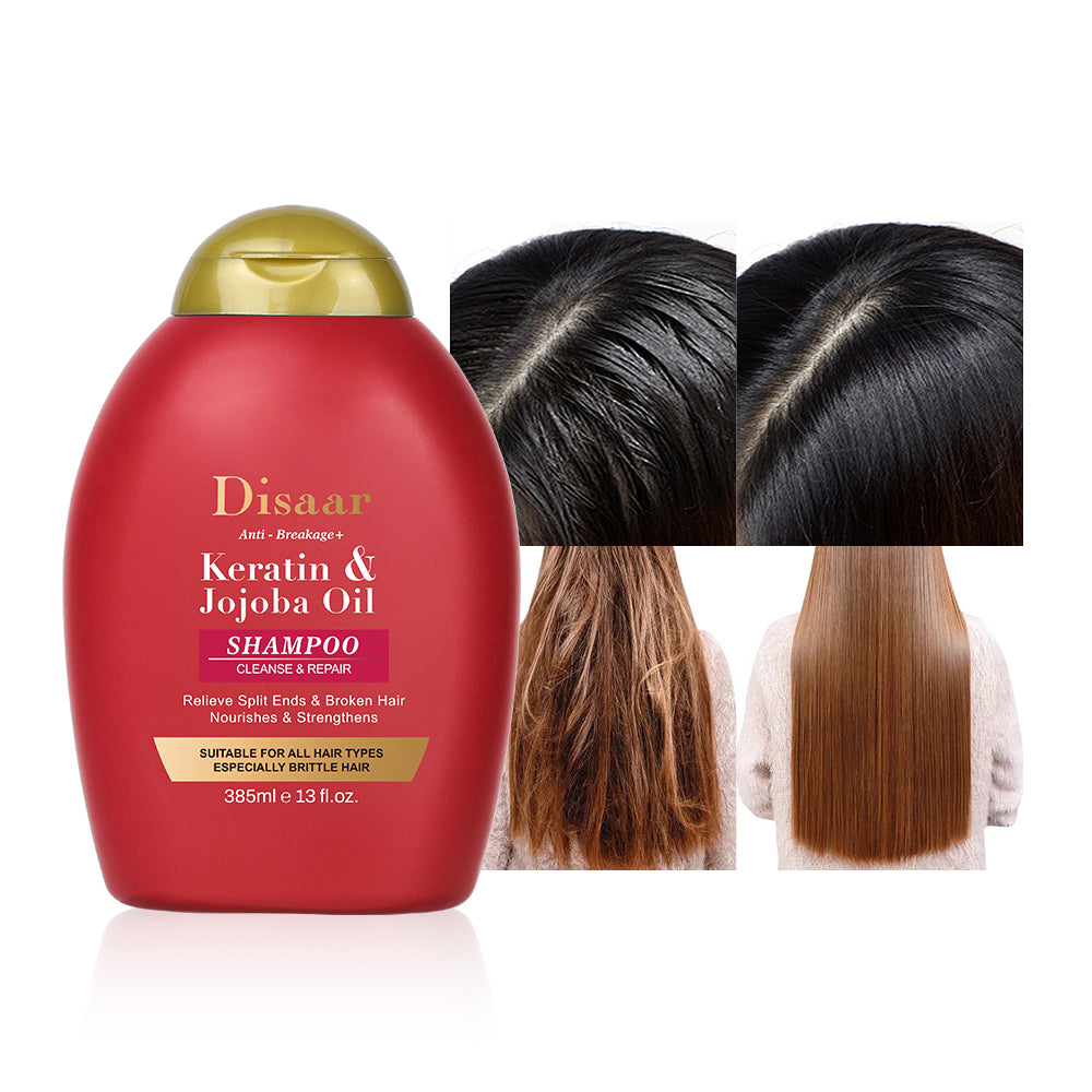 Disaar Keratin & Jojoba Oil Strengthening Shampoo – Anti-Breakage Repair for Dry & Damaged Hair (385ml)