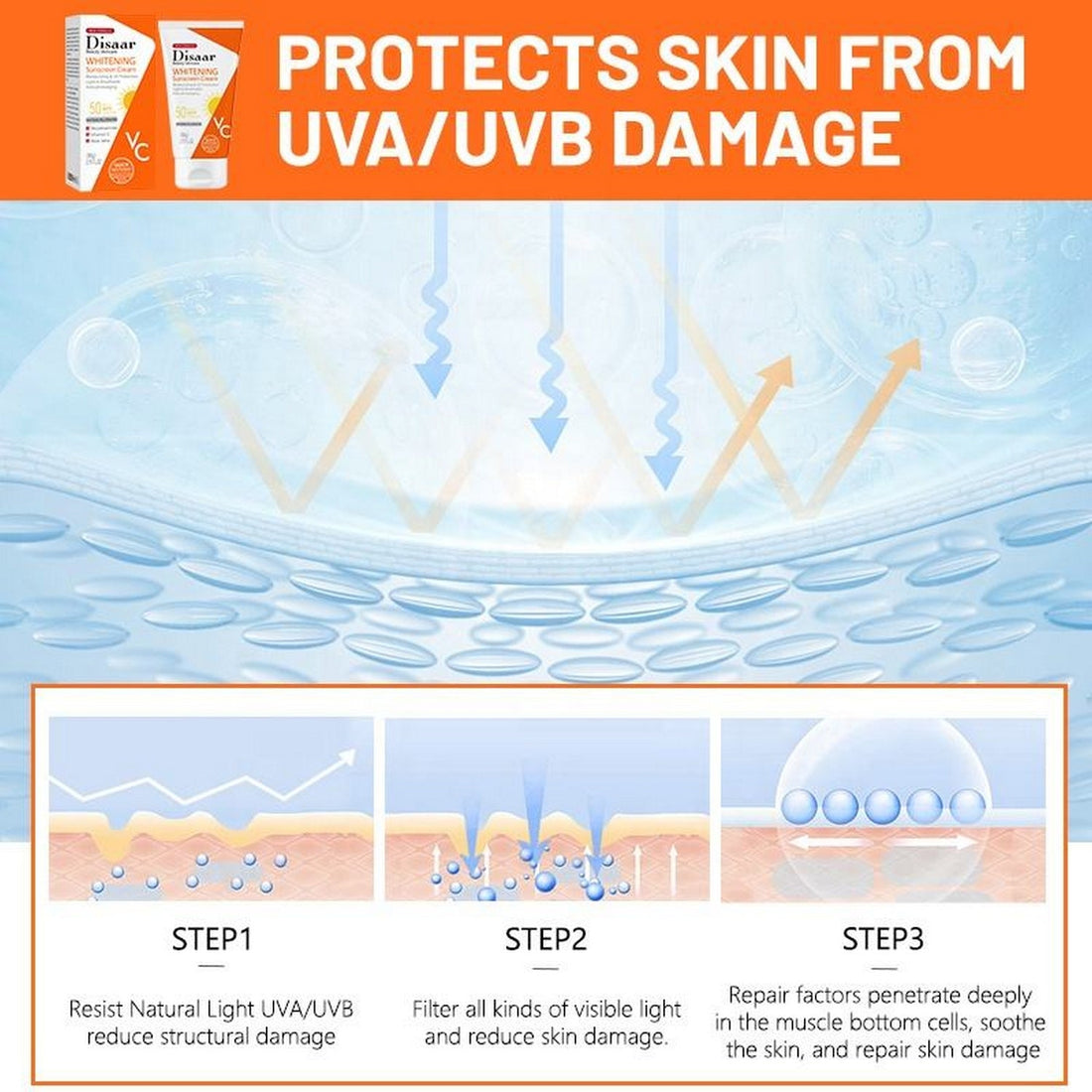Disaar Whitening Sunscreen Cream SPF 50