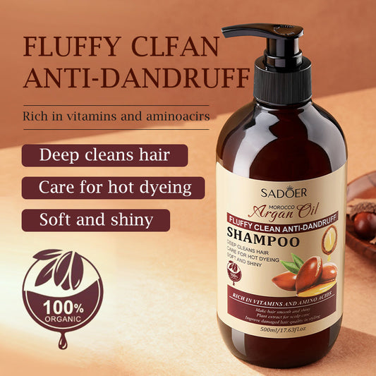 SADOER Argan Oil Anti-Dandruff Shampoo – Deep Cleansing, Fluffy & Smooth Hair (500ml)