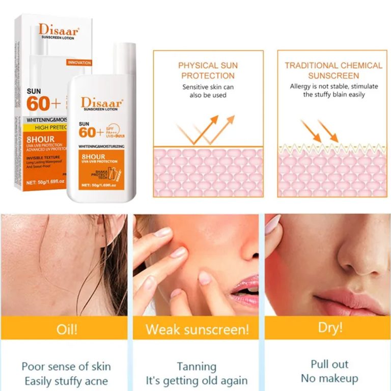Disaar Whitening and Moisturizing Sunblock Sunscreen Lotion SPF 60 – 50g