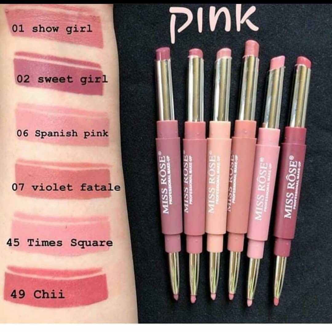 Miss Rose 2 In 1 Lipstick with Lip Liner, Matte Finish