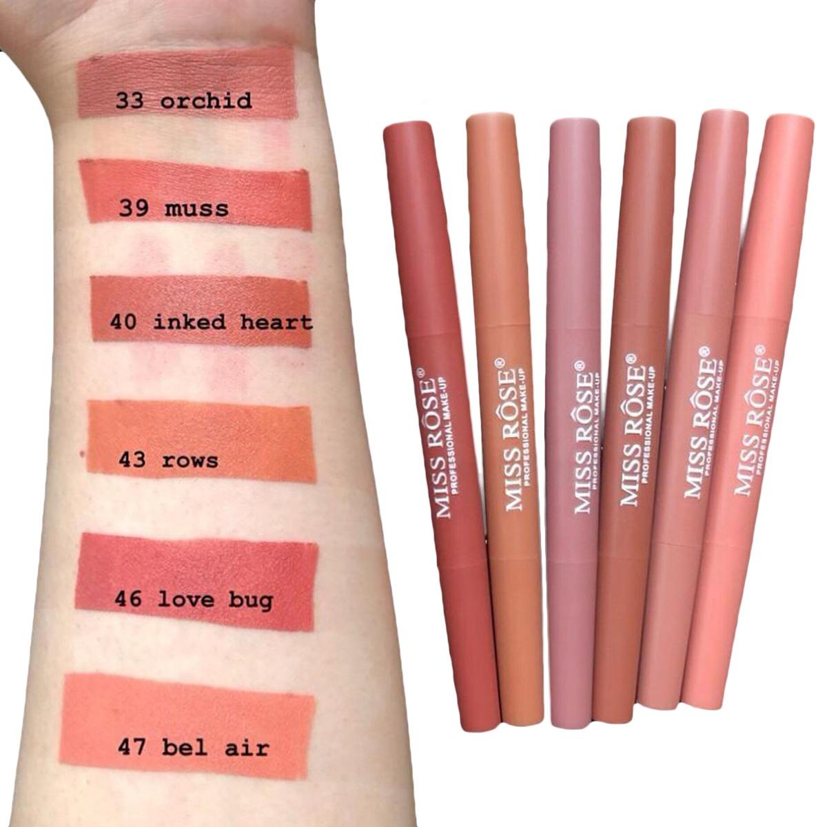 Miss Rose 2 In 1 Lipstick with Lip Liner, Matte Finish