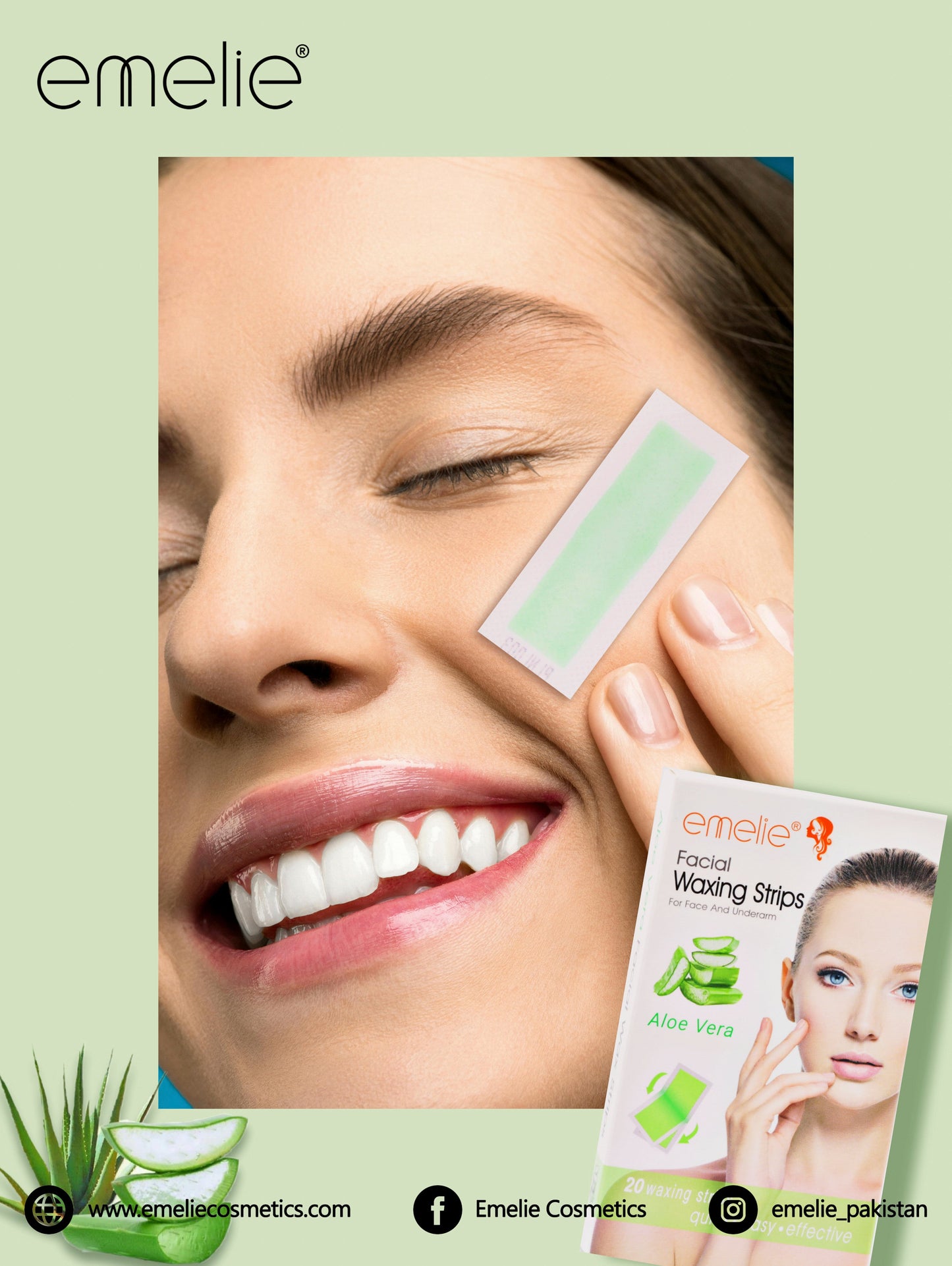 Emelie Face Wax Strips 20 pcs