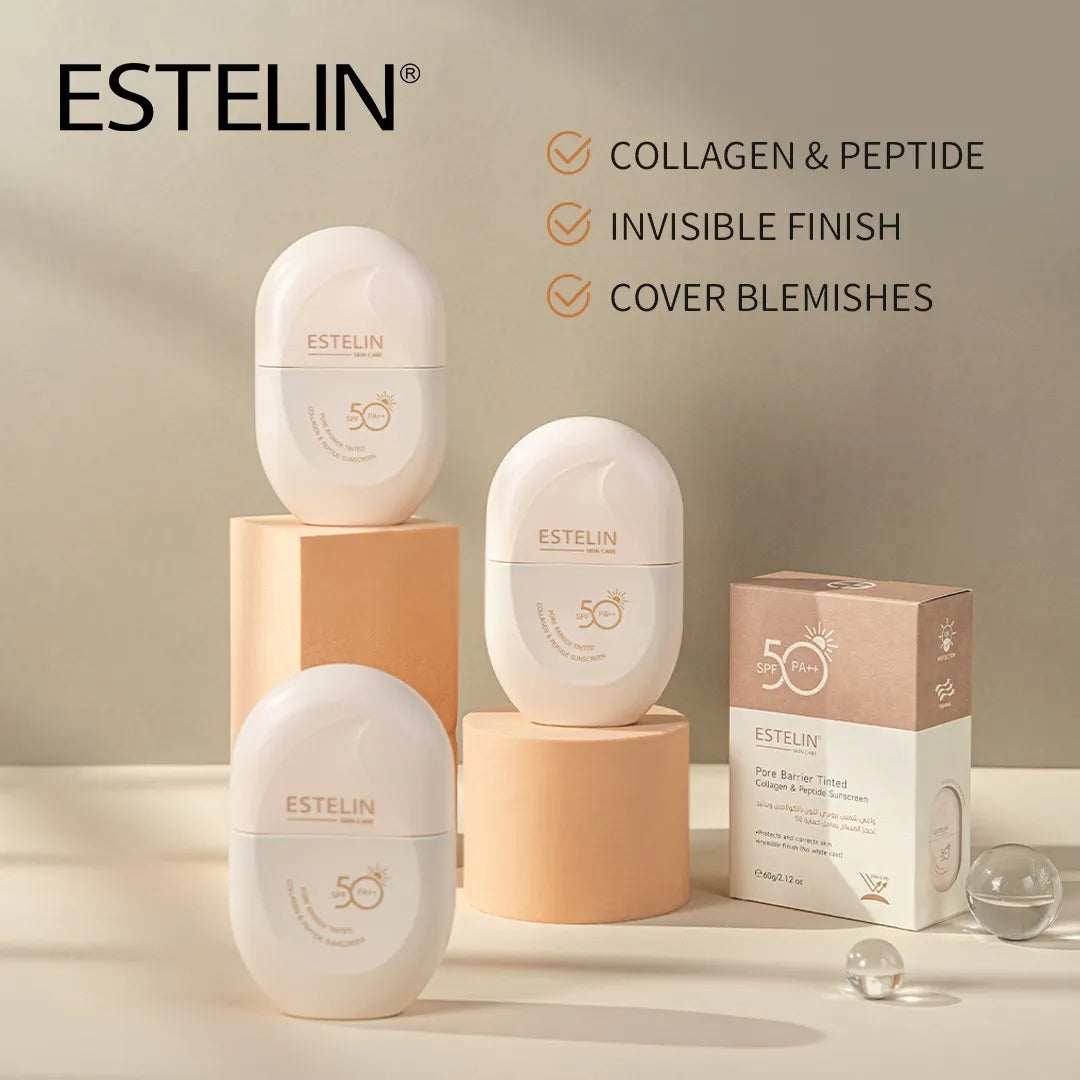 Estelin Pore Barrier Tinted Collagen &amp; Peptide Sunscreen SPF 50+