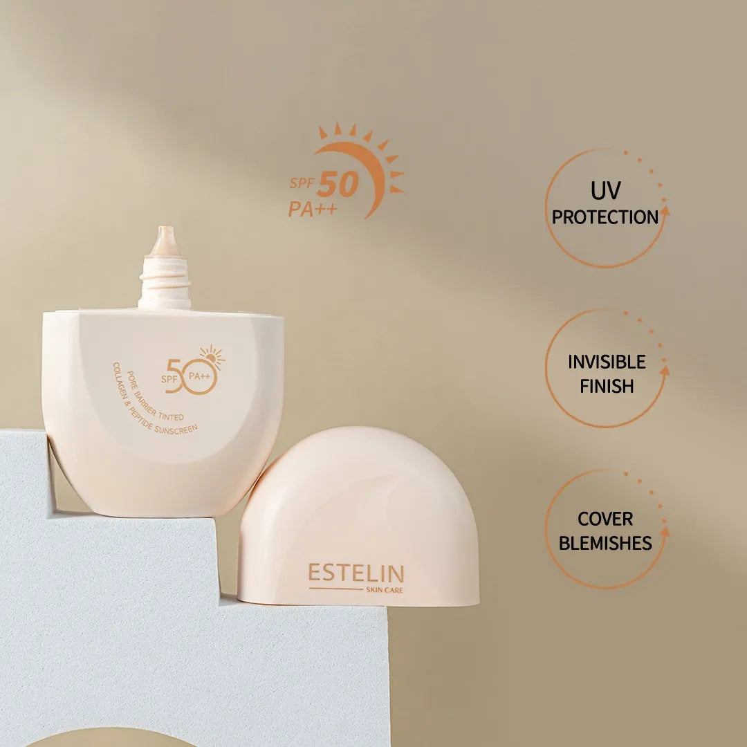 Estelin Pore Barrier Tinted Collagen &amp; Peptide Sunscreen SPF 50+