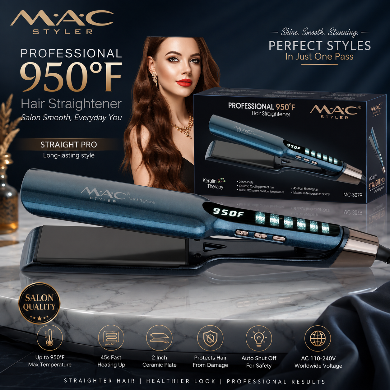 MAC Styler Professional Hair Straightener Model # MC-3079