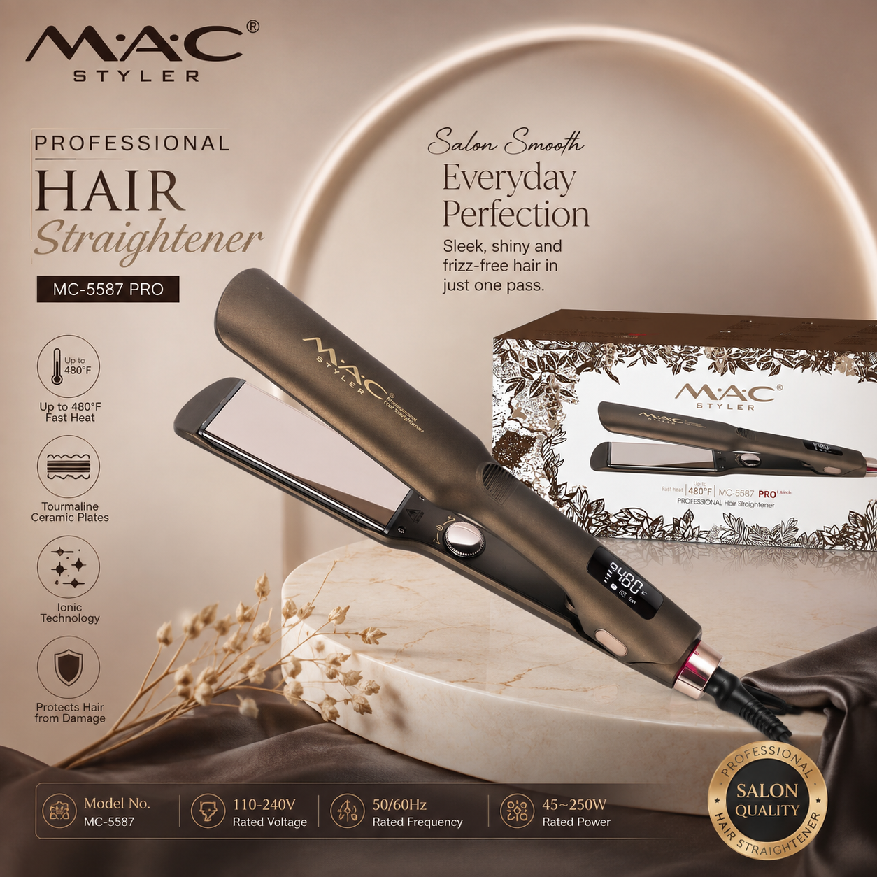 MAC Styler Professional Hair Straightener Model # MC-5587 Pro