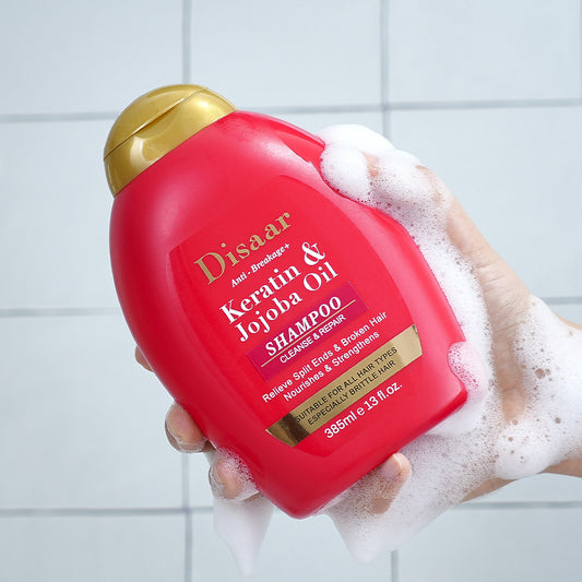 Disaar Keratin & Jojoba Oil Strengthening Shampoo – Anti-Breakage Repair for Dry & Damaged Hair (385ml)
