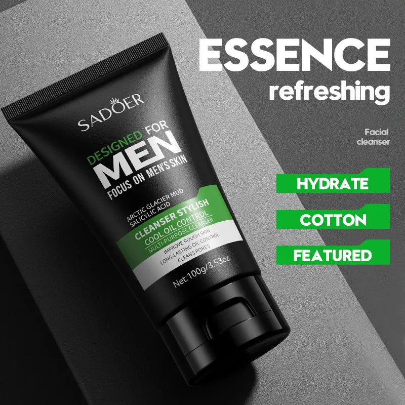SADOER Men's Cool Oil Control Salicylic Acid Mud Cleanser 100g