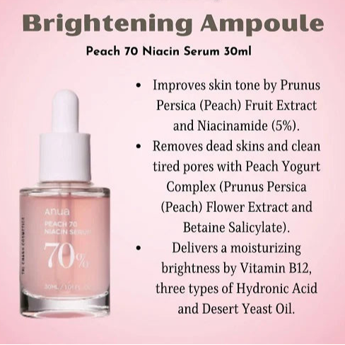 Anua Peach 70 Niacinamide Serum 30ml