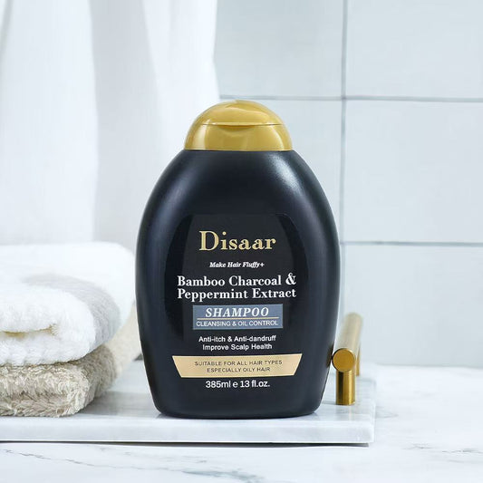 Disaar Bamboo Charcoal & Peppermint Extract Shampoo – Oil Control & Anti-Dandruff Hair Cleanser (385ml)