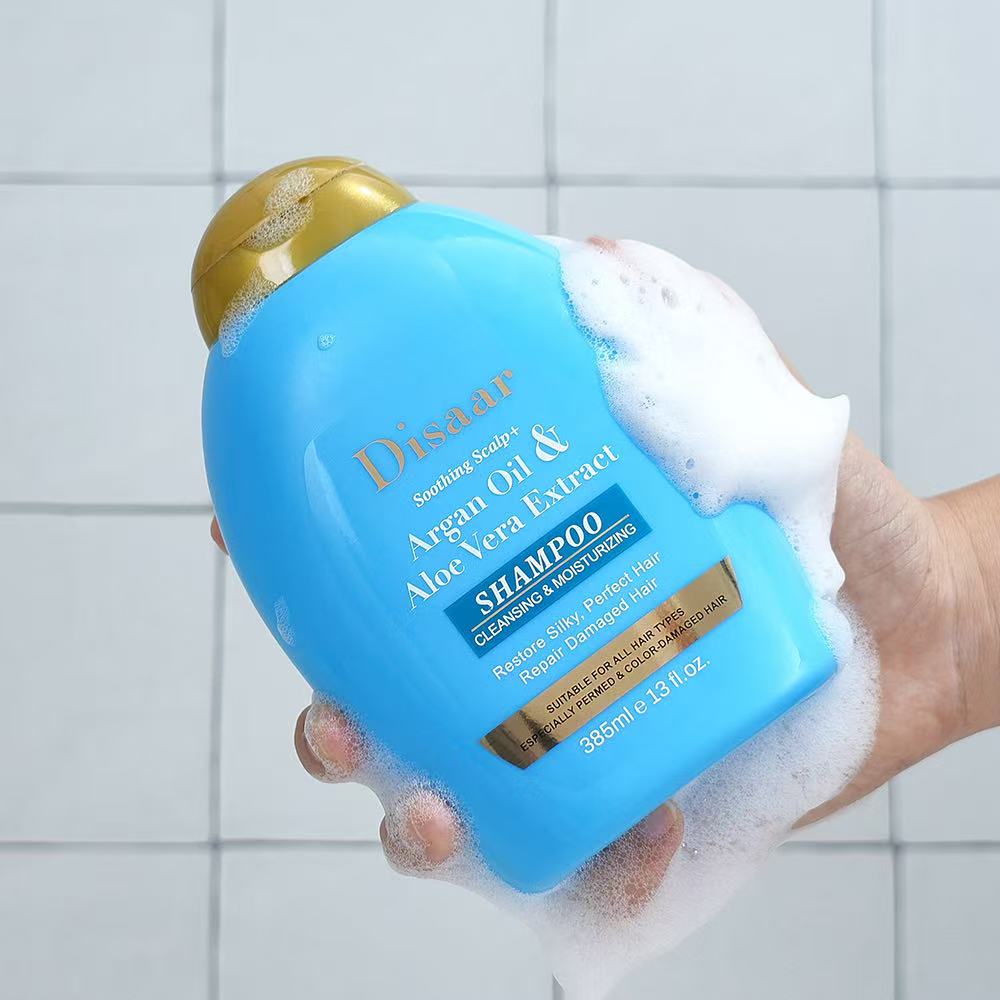 Disaar Argan Oil & Aloe Vera Extract Shampoo – Soothing Scalp, Deep Hydration & Hair Repair (385ml)