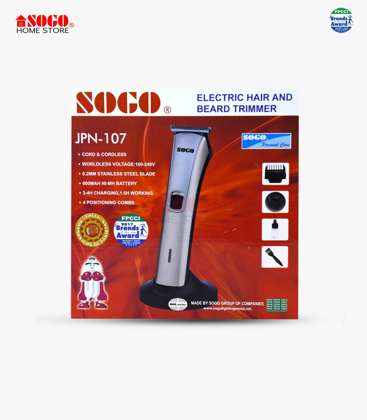 Sogo Professional Rechargeable Hair & Beard Trimmer (JPN-107)