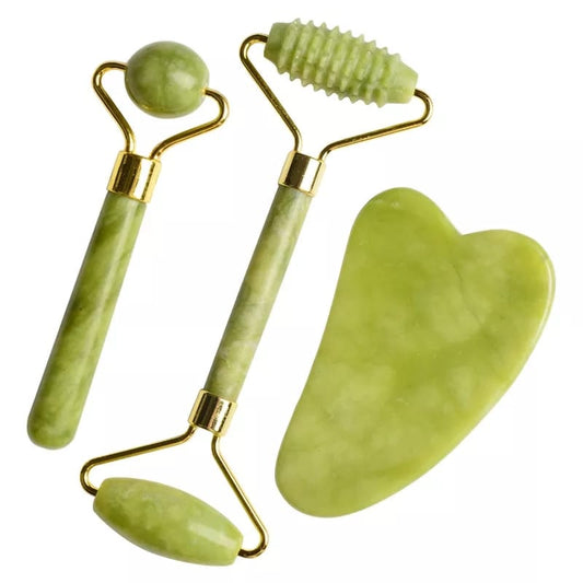 Jade Roller for Face-3 in 1 Kit with Facial Massager Tool